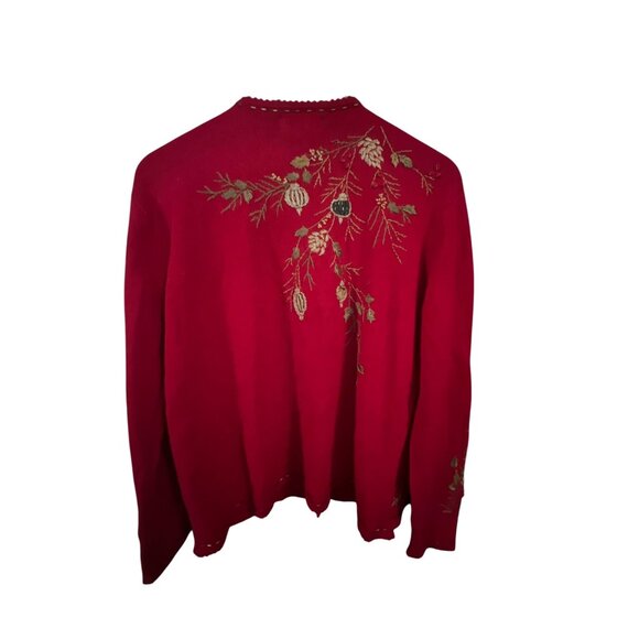 Vintage Tiara International Red Embroidered Womens Cardigan Sweater Size L - Picture 4 of 4